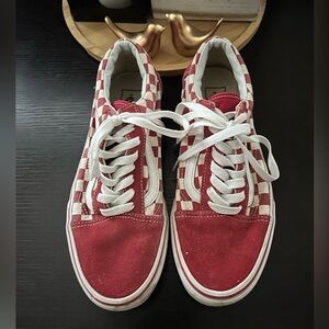 Vans Red and White Checkered Shoes